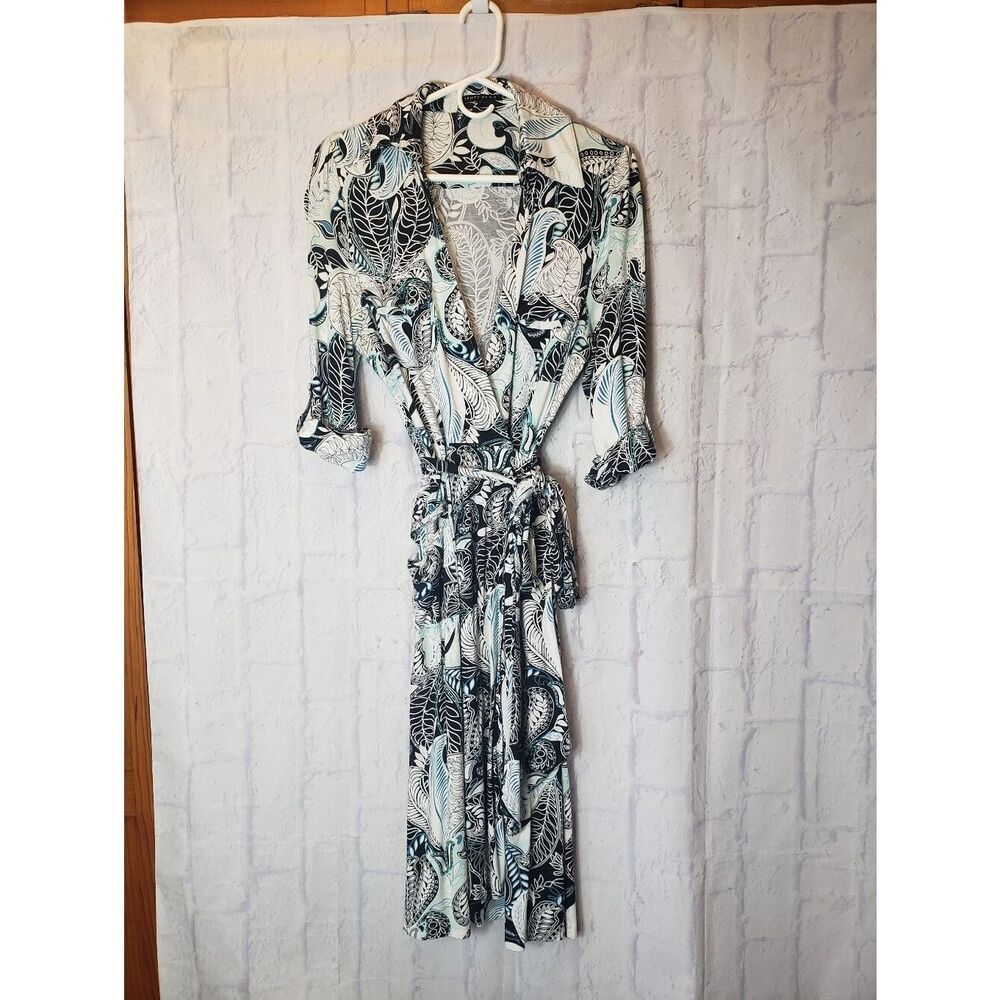 TEMPO PARIS Midi Wrap Dress Blue Paisley Large